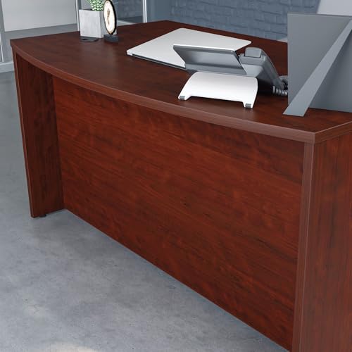 OfficeWorks by Sauder Affirm 60'' Bow Front Desk Shell, L: 59.06'' x W: 34.25'' x H: 29.29'', Classic Cherry Finish