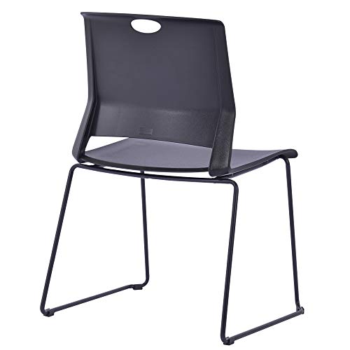 Sidanli Black Stacking Chairs Set of 4, Stackable Chairs for Waiting Room