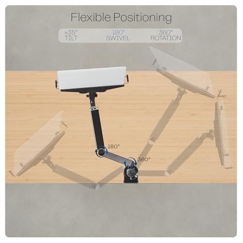 VIVO Universal Adjustable 10 to 15.6 inch Laptop Mount for Desk, Single Tension Arm VESA Notebook Stand with C-clamp and Grommet Options, Black, STAND-V101L