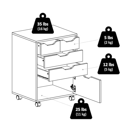 Winsome Halifax Mobile Storage Cabinet with 5 Drawers in Black, Stylish & Functional Home Storage Cabinet for Filing, Kitchen Organization, Moveable Furniture for Office, Dorms, Apartments