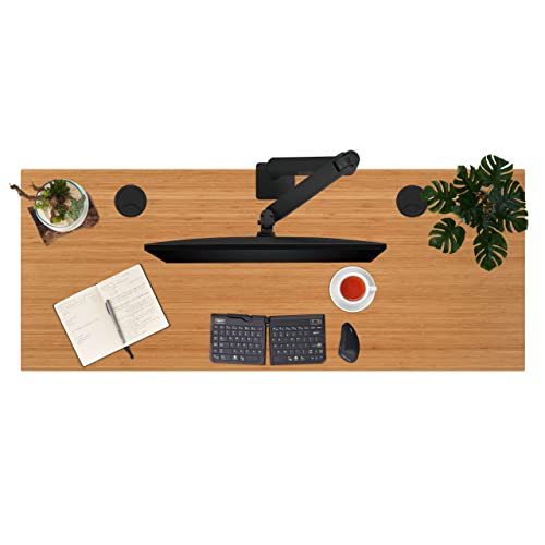UPLIFT DESK Bamboo (72 x 24 inch) Standing Desk 2-Leg V2-Commercial Adjustable Stand Up C-Frame (White), Advanced Keypad, Wire Grommets, Wire Tray, Rocker Board