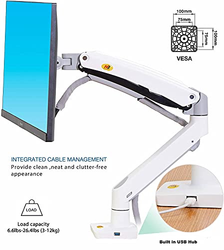 NB North Bayou Monitor Desk Mount Ultra Wide Full Motion Swivel Long Arm with Gas Spring for 22''-35''Monitors from 6.6 to 26.4lbs Height Adjustable Monitor Stand G70-W