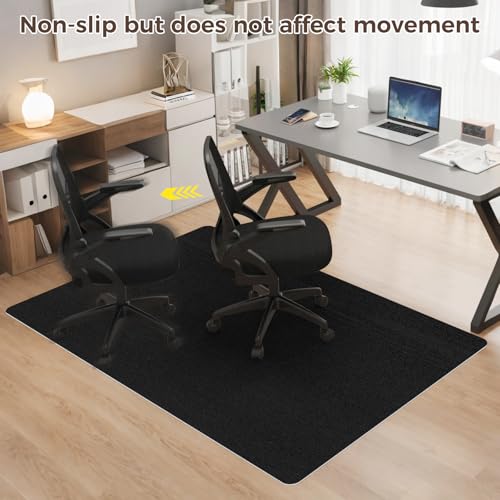 Office Chair Mat for Hardwood Floor 36x48 Inch, Non-Slip Rolling Chair Mat, Flat Lay Floor Protector for Wood Tile Laminate, Anti-Slip Sound Absorbing(Black)