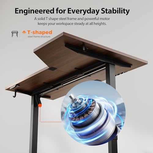 Agilestic Electric Standing Desk, Height Adjustable Desk, 55 x 32 Inch Sit Stand up for Work Office Home, L Shaped Ergonomic Rising Computer Table with Memory Preset, Dark Walnut