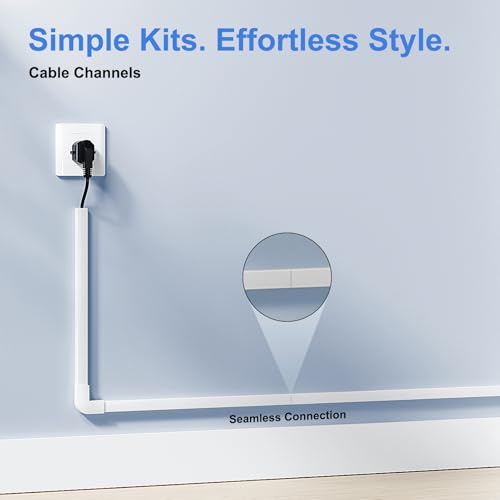 Yecaye Cord Hider, 113in One-Cord Cable Concealer, Cord Covers for Wires on Wall, Easy Install Cable Management Kit for 2 Small Wires, Cables Raceway Home Office, W0.59in H0.4in, White