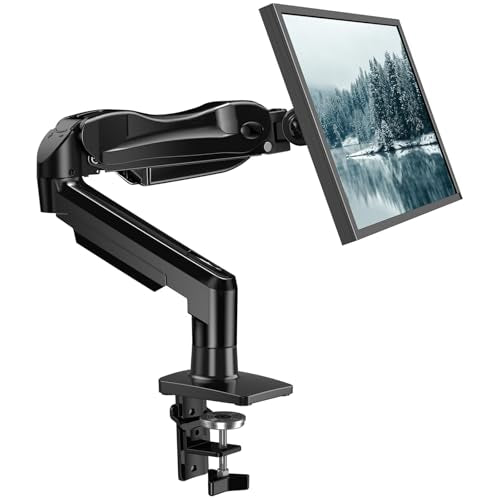 HUANUO FlowLift™ Single Monitor Mount, 13 to 32 Inch Monitor Arm, Adjustable Monitor Stand, Vesa Mount with Clamp and Grommet Base - Fits 4.4 to 19.8lbs LCD Computer Monitors