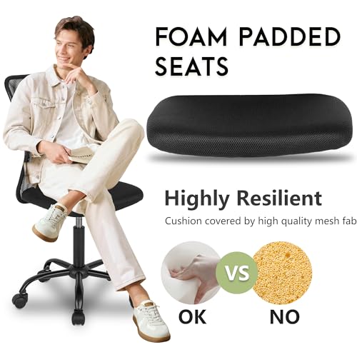 BestOffice Ergonomic Office Chair Desk Chair Mesh Computer Chair Armless Back Support Modern Executive Rolling Swivel Chair with Lumbar Support（Black）