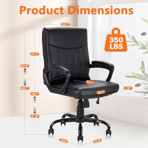 CLATINA Leather Office Executive Chair with Lumbar Support and Padded Armrestes, Swivel Rolling Ergonomic Mid Back Computer Task Desk Chair for Home, Conference, Waiting Room, Black, 8 Pack