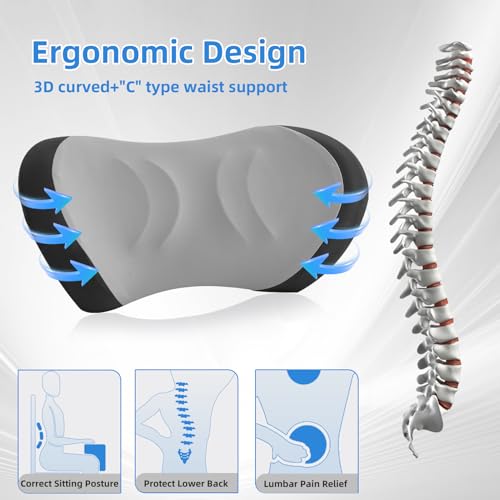 Lekewn Lumbar Support Pillow for Office Chair - Lumbar Pillow for Car - Ergonomic Lumbar Support Pillow for Car Back Support Cushion