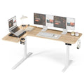 Acrolix L Shaped Electric Standing Desk - 59x40 Inch Reversible Corner Sit Stand Desk with Hook&Cup Holder,Electric Height Adjustable Table,for Home Office Gaming Computer Desk, Oak