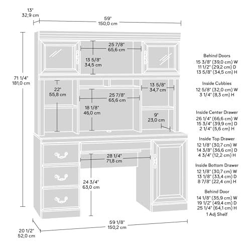 Sauder Heritage Hill Engineered Wood Desk with Hutch in Classic Cherry Finish