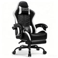 GTPLAYER Gaming Chair for Adults, Ergonomic Computer Gaming Chair with Footrest, Height Adjustable, 90-155° Recline & Removable Headrest Lumbar Support, Snow White