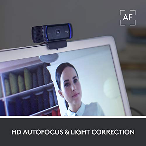 Logitech C920S HD Pro Webcam, Full HD 1080p/30fps Video Calling, Clear Stereo Audio, Light Correction, Privacy Shutter, Works with Skype, Zoom, FaceTime, Hangouts, PC/Mac/Laptop/Tablet/Xbox