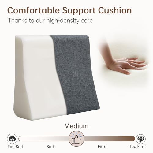 Vekkia Lumbar Support Pillow for Recliner - Couch Back Support Pillow for Lower Back Pain Relief, Lumbar Cushion for Sofa, Accent Chair & Armchair, Recliner Cushions for Elderly, Washable Cover (Gray)
