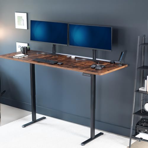 VIVO Electric 83 x 30 inch Standing Desk, Dual Motor Memory Controller Height Adjustment, E2B Series, Rustic Vintage Brown Top Black Frame, DESK-KIT-E2B84-30N