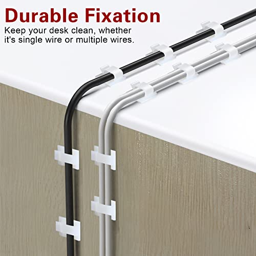 120PCS XHF Adhesive Cable Wire Clips White, Cable Staples Outdoor Cable Management Wire Organizer Cord Holder for Under Desk, Car, Wall, TV PC Ethernet Cable