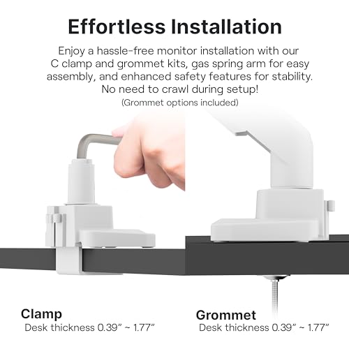 Pixio PS2D White Ultrawide Heavy-Duty Premium Dual Monitor Arm Stand Desk Mount - Fits up to 35 inches Two Monitors, Weights up to 33 lbs Each, Compatible with VESA 75x75mm 100x100mm