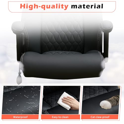 700lbs Big and Tall Office Chair - Heavy Duty Executive Desk Chair with Inflatable Lumbar Support, Extra Wide Padded Seat, Flip-up Arms, Metal Base & Quiet Rubber Wheels, High Back Ergonomic Chair