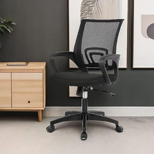 PayLessHere Home Office Chair Desk Computer Chair Adjustable Ergonomic Lumbar Support Armrest Executive with High Density Mesh 360 Degree Swivel Chair for Men Women Adults, Black