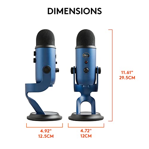 Logitech Creators Blue Yeti USB Microphone for PC, Mac, Gaming, Streaming, Podcasting, Studio and Computer Condenser Mic with Blue VO!CE Effects, 4 Pickup Patterns, Plug and Play - Midnight Blue