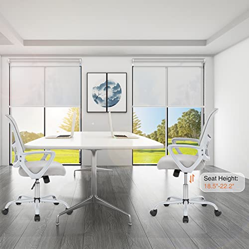 Sweetcrispy Ergonomic Mid-Back Mesh Home Office Desk Chair with Wheels, Managerial Executive Chair with Lumbar Support, and Comfortable Armrests for Home, Bedroom, Study, Office, Grey