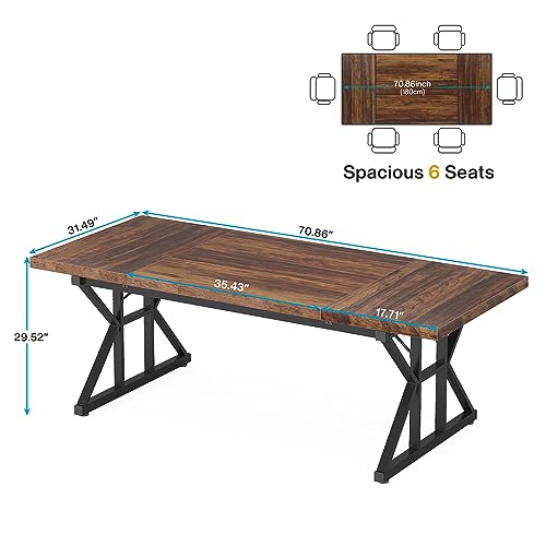 Tribesigns 70.8-Inch Executive Desk, Large Computer Office Desk Workstation, Modern Simple Style Laptop Desk Study Writing Table Business Furniture for Home Office (Brown/Black, 70.8 Inch)