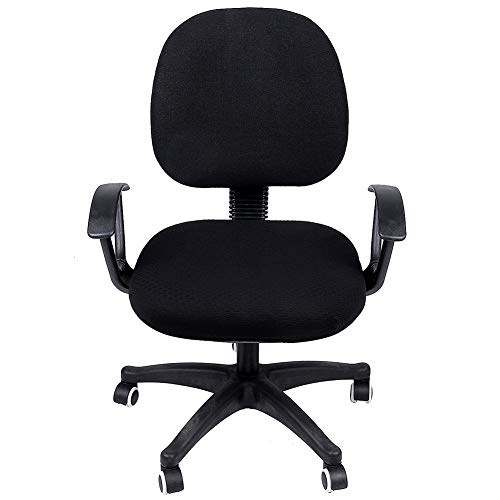 Smiry Stretch Jacquard Office Computer Chair Seat Covers, Removable Washable Anti-dust Desk Chair Seat Cushion Protectors - Black