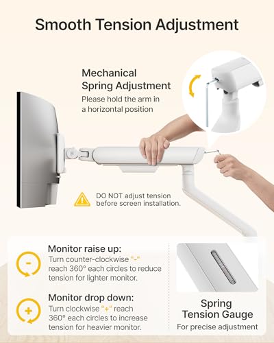 monTEK Single Monitor Arm, Mechanical Spring Monitor Arm for 17-40" Ultrawide Screens, Adjustable Monitor Desk Mount Holds up to 26.4 lbs with C Clamp/Grommet Desk Mount, VESA 75/100mm