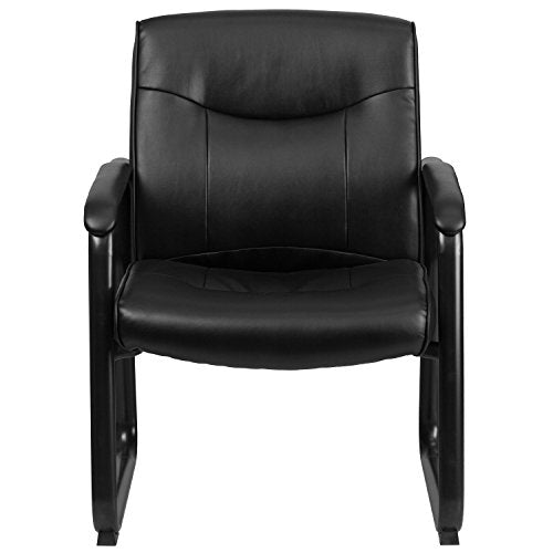 Flash Furniture Hercules Series Big & Tall LeatherSoft Executive Side Reception Chair, Padded Lobby Chair with 500-lb. Static Weight Capacity, Black