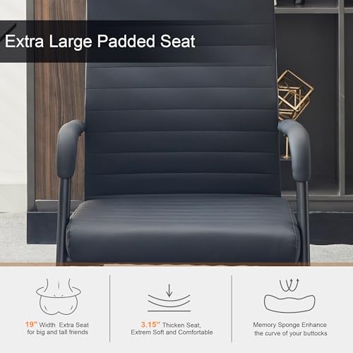 Okeysen Office Guest Chairs Set of 6, Modern Leather Reception Chairs with Mid Back & Sled Base, No-Wheel Desk Chairs for Waiting Room & Conference Room