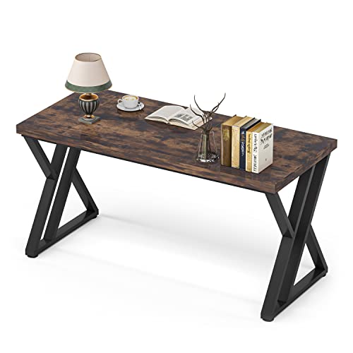 Tribesigns 55-Inch Writing Desk, Computer Office Desk with Metal Legs and Wood Tabletop, Modern Simple Study Table for Writing and Studying, Industrial Laptop Workstation for Home Office