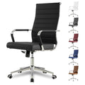 Okeysen Office Desk Chair, Ergonomic Leather Modern Conference Room Chairs, Executive Ribbed Height Adjustable Swivel Rolling Chair for Home Office. (Black)