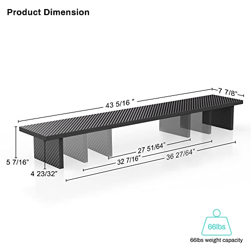EUREKA ERGONOMIC Dual Monitor Stand - Adjustable Legs, Dual Monitor Riser, Carbon Fiber Computer Monitor Stand, Desktop Organizer, Monitor Stand Riser for PC, Computer, Laptop (Black)