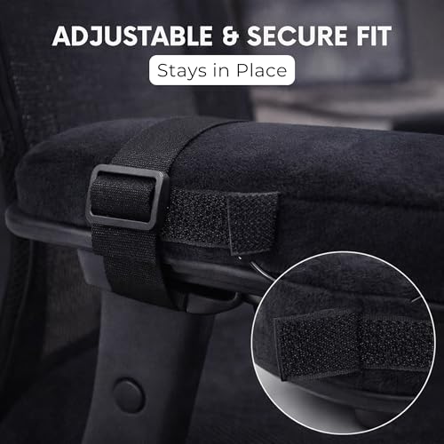 AXIONTEK Office Chair Arm Pads 2-Pack – Soft Grey PP Cotton Cushions for Elbow Support – Universal Fit, Comfortable, Non-Slip Covers for Office, Gaming & Home Chairs