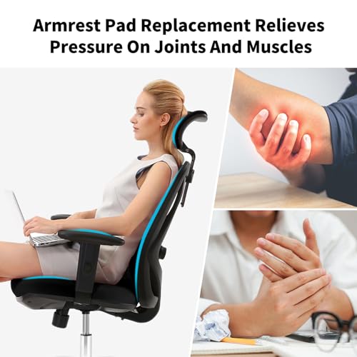 Universal Office Chair Arm Rest Replacement Pads -Ergonomic Arm Pads with 4" Mounting Hole Distance, Soft PU Surface & Durable Steel Inserts – Fits Most Office & Gaming Chairs (Set of 2)