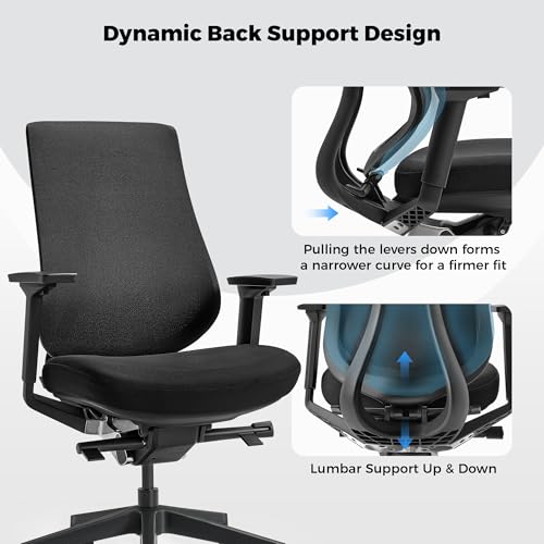 EUREKA ERGONOMIC Lira Office Chair with Headrest, Ergonomic Desk Chair with 3D Armrests, Adjustable Seat Depth, Mesh Computer Chair with Lumbar Support for Home Office(Black)