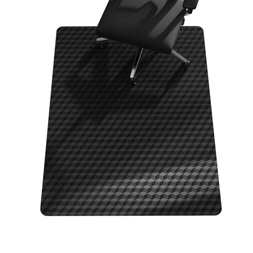 Chair Mat for Carpet, SALLOUS 46" x 60" Office Chair Mat for Carpeted Floors, Heavy Duty Vinyl Floor Mat with Grips, Carpeted Floor Protector Computer Desk Mat for Home Office (Black - 3D Geometric)