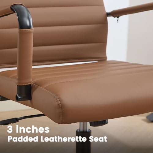 Seanail Leather Office Desk Chair, Conference Room Chairs with Wheels, Modern Executive Computer Guest Chairs with Arms