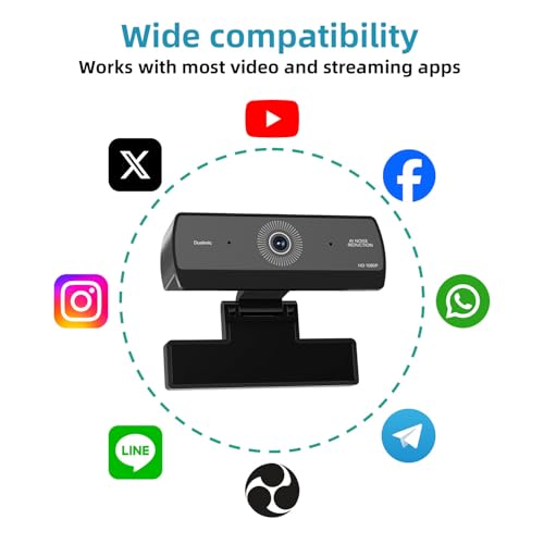 Xweiryn Webcam for PC, HD 1080P USB Plug-and-Play Computer Web Camera, High Definition Webcam for Desktop Laptop, Ideal for Online Class, Video Conference, Live Streaming & Gaming