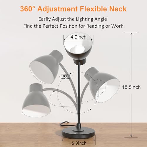 Vicsoon Desk Lamps for Home Office - LED Desk Lamp with Wireless Charger, 3 Color Modes Dimmable Eye-Caring Study Reading Desk Light, Small Flexible Arm Table Lamp for College Dorm Room Bedside, Black