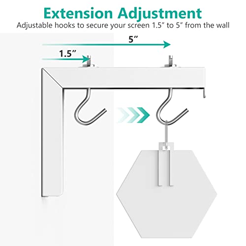 WALI Universal Projector Screen Ceiling Mount, Wall Hanging Mount L-Brackets, 6 inch Adjustable Extension with Hook Kit, Projector Screen Placement Hold up to 66 lbs (PSM001-W), White