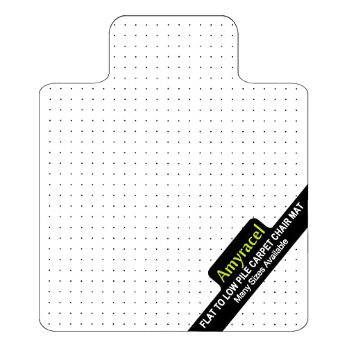 Amyracel Clear Chair Mat for Low Pile Carpet, 53'' x 45'' Thick Computer Desk Chair Mat for Carpeted Floors, Easy Glide Plastic Floor Mat for Office Chair on Carpet Protection (45'' x 53'' with Lip)