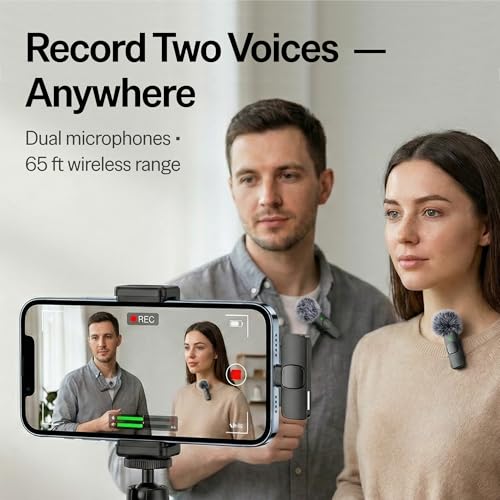 Mini Mic Pro (Latest Model) – #1 Microphone for iPhone & Android, Wireless Mini Microphone, ClearVoice™, Noise Cancelling, Lavalier Mic for TikTok, YouTube & Interviews