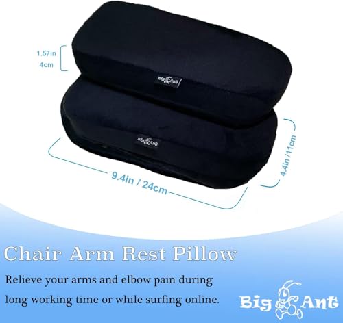 Big Ant Chair Armrest Cover, Gaming Chair Arm Rest Pads for Elbows and Forearms Pressure Relief-Black-2 Pack