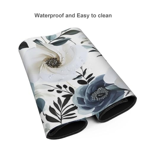 35.4 x 15.7 in, XXL Large Mouse Pad for Desk, Extended Keyboard Mouse Mat for Computer Office, Big Laptop Mouse pad, Gaming Pc-Boho Navy Blue Peony Florals
