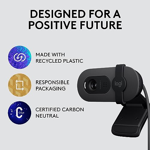Logitech Brio 105 Full HD 1080p Business Webcam with Auto-Light Balance, USB-A, Privacy Shutter, Easy Set-Up, Compatible with Windows, macOS, ChromeOS
