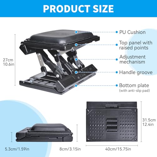 Scalebeard Foot Rest for Under Desk at Work,Height Adjustable Infinite Angle Ergonomic Foldable Footrest for Office, Gaming,Computer, Removable Pad Desk Foot Stool with Massage Beads,for All Seasons