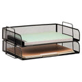 Mind Reader Stackable Paper Tray, Desktop Organizer, File Storage, Office, Metal Mesh, 2 Pcs., Black