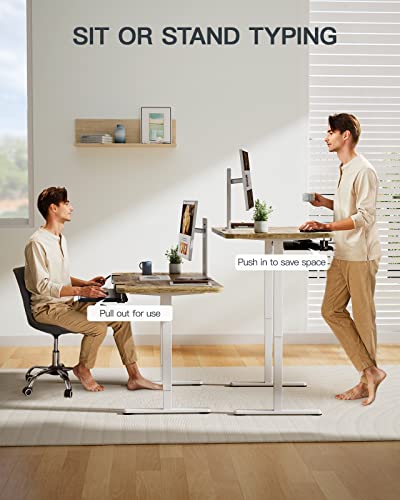 HUANUO Keyboard Tray Under Desk, Ergonomic Large Keyboard Tray with C Clamp, Updated Metal Slide Rail Keyboard Tray Mouse Tray, Pull Out Platform Computer Drawer for Typing, 27.5" W x 12.2" D, Black