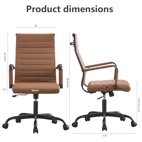 Seanail Leather Office Desk Chair, Conference Room Chairs with Wheels, Modern Executive Computer Guest Chairs with Arms